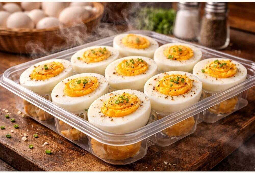 COBB-400 Broiler Eating Eggs