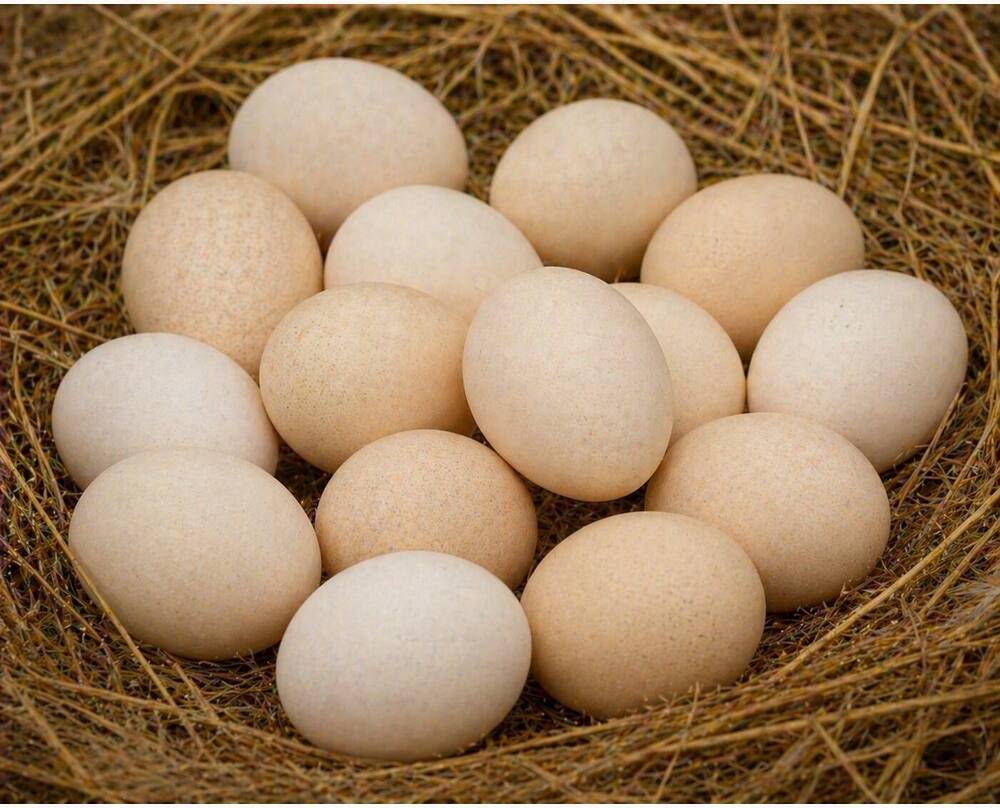Madras Aseel Eating Eggs